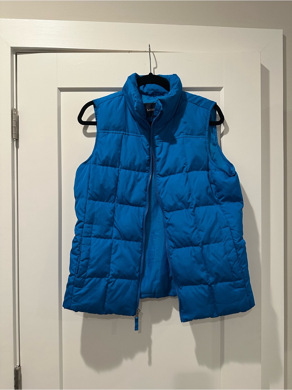 Lands End Blue Down/ Feather Quilted Puffer Vest